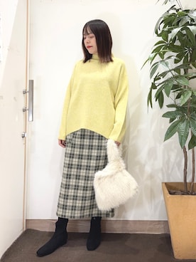 「SHOO・LA・RUE（シューラルー）のストレッチローヒール（ブーツ）」を使った、むなかたさん（レディース・159cm）の秋コーディネート