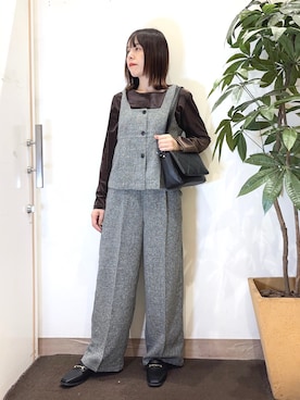 「アイテム（セットアップ）」を使った、むなかたさん（レディース・159cm）の秋コーディネート