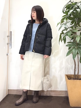 「アイテム（ダウンジャケット/コート）」を使った、むなかたさん（レディース・159cm）の秋コーディネート