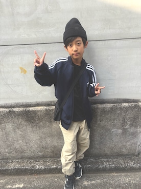 「アイテム（帽子）」を使った、aito☆hayatoさん（キッズ・110cm）の秋コーディネート