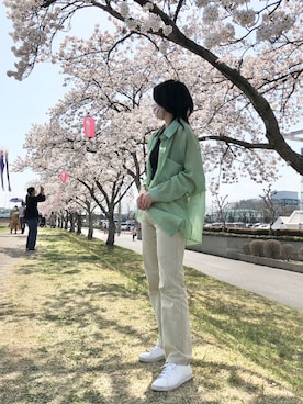 デニムパンツ グリーン系 を使った お花見 の人気ファッションコーディネート Wear デニムパンツ グリーン系 を使った お花見 の人気ファッションコーディネート Wear