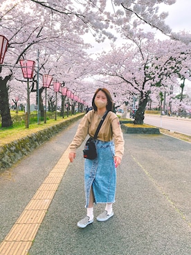 「FLAGSTUFF（フラグスタフ）のアイテム」を使った、MARIRINさん（レディース・158cm）の春コーディネート