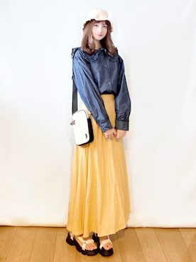 「coen」｜「アイテム（デニムジャケット）」を使った、まお♡さん（レディース・163cm）の秋コーディネート