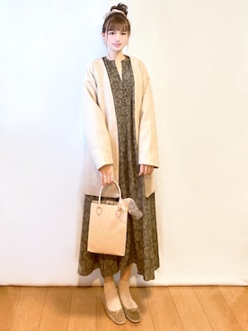 「アーバンリサーチ」｜「アイテム（ノーカラージャケット）」を使った、まお♡さん（レディース・163cm）の秋コーディネート