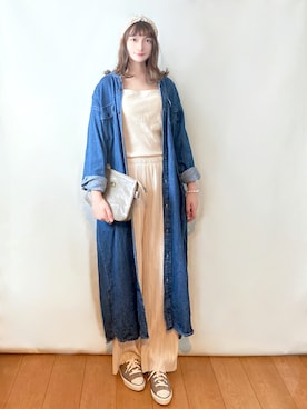「アイテム（カチューシャ、ホワイト系）」を使った、まお♡さん（レディース・163cm）の夏コーディネート