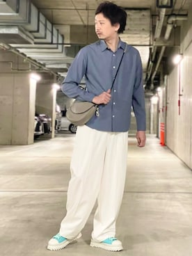 「ワイドパンツ 」｜「アイテム（シューズ）」を使った、OMIさん（メンズ・180cm）の冬コーディネート