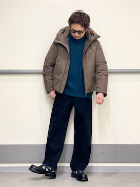 「アイテム（ダウンジャケット/コート）」を使った、OMIさん（メンズ・180cm）の冬コーディネート