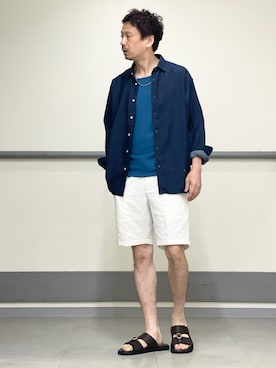 「アイテム（タンクトップ）」を使った、OMIさん（メンズ・180cm）の夏コーディネート