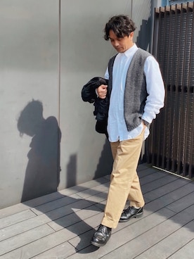 「Scye（サイ）のアイテム（パンツ）」を使った、TAさん（メンズ・174cm）の春コーディネート