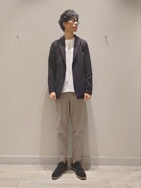 「スエードシューズ」｜「アイテム（トップス）」を使った、YASUIさん（メンズ・184cm）の秋コーディネート