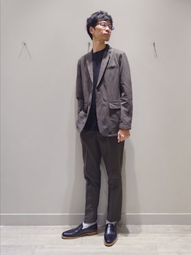 「ABAHOUSE GRAY（アバハウスグレイ）の【上下2点セット】SOLOTEX マルチファンクション 2WAYストレッチ セットアップ/スーツ/ジャケット & スラックス（セットアップ、ブラウン系）」を使った、YASUIさん（メンズ・184cm）の春コーディネート