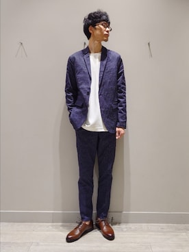 「アイテム（セットアップ）」を使った、YASUIさん（メンズ・184cm）の春コーディネート