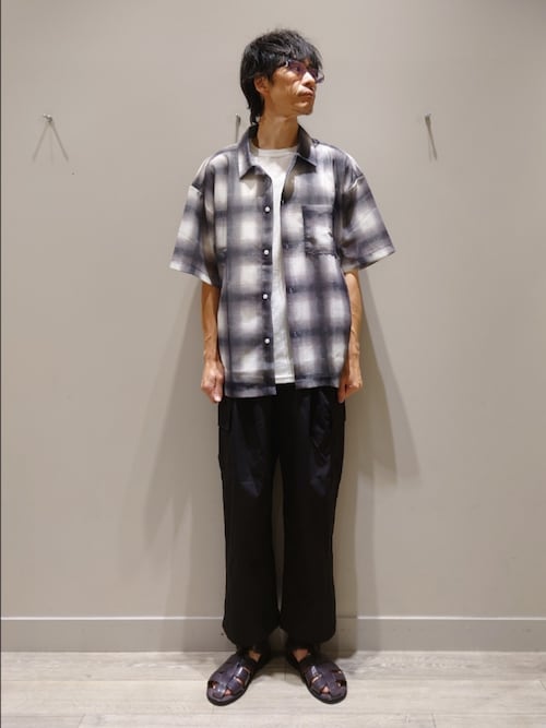 マイクロメッシュ オンブレチェック半袖シャツ/ユニセックス