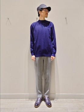 「アイテム（スリッポン）」を使った、YASUIさん（メンズ・184cm）の秋コーディネート