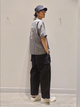 「アイテム（カーゴパンツ）」を使った、YASUIさん（メンズ・184cm）の夏コーディネート