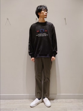 「アイテム（チノパンツ）」を使った、YASUIさん（メンズ・184cm）の秋コーディネート