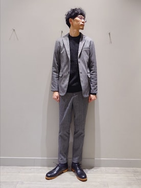 「アイテム（セットアップ）」を使った、YASUIさん（メンズ・184cm）の冬コーディネート