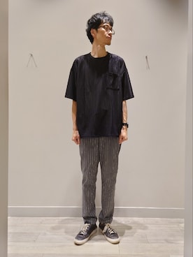 「アイテム（スラックス）」を使った、YASUIさん（メンズ・184cm）の夏コーディネート