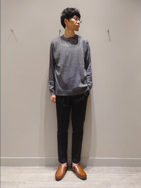 「アイテム（スリッポン）」を使った、YASUIさん（メンズ・184cm）の秋コーディネート