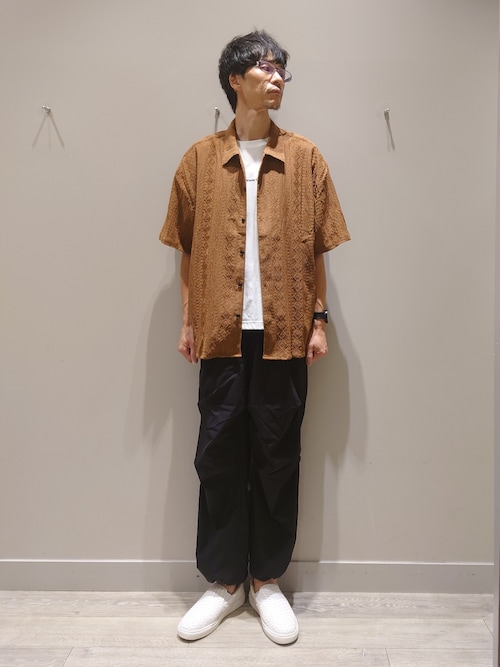 ウツボちゃんです★RELAXED FIT リネンストライプ Revo./レボ】Relax Fit /リラックスフィット /Sheer Jacquard