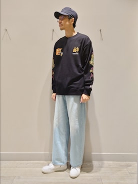 「アイテム（スウェット）」を使った、YASUIさん（メンズ・184cm）の秋コーディネート