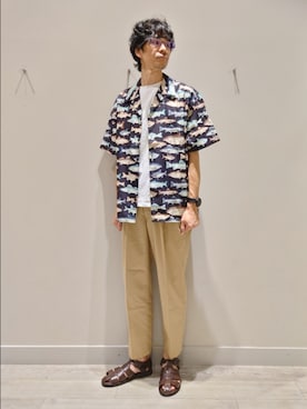 「アイテム（サンダル）」を使った、YASUIさん（メンズ・184cm）の夏コーディネート