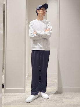 「アイテム（スリッポン）」を使った、YASUIさん（メンズ・184cm）の秋コーディネート