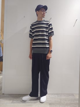 「アイテム（スリッポン）」を使った、YASUIさん（メンズ・184cm）の秋コーディネート