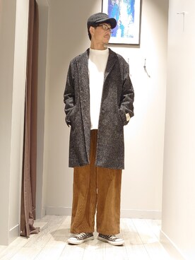 「abahouse」｜「アイテム（チェスターコート）」を使った、YASUIさん（メンズ・184cm）の冬コーディネート