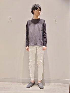 「配色」｜「アイテム（スリッポン）」を使った、YASUIさん（メンズ・184cm）の春コーディネート