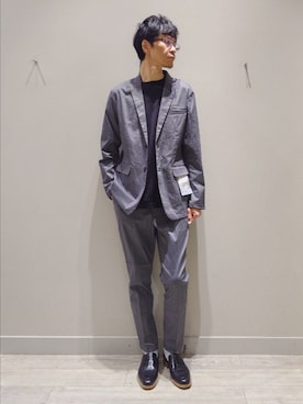 「ABAHOUSE GRAY（アバハウスグレイ）の【上下2点セット/セットアップ対応】COOL DRY MAX セットアップ/スーツ（セットアップ、グレー系）」を使った、YASUIさん（メンズ・184cm）の春コーディネート
