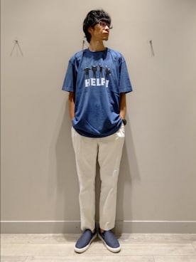 「アイテム（スリッポン）」を使った、YASUIさん（メンズ・184cm）の夏コーディネート