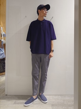 「アイテム（スリッポン）」を使った、YASUIさん（メンズ・184cm）の秋コーディネート