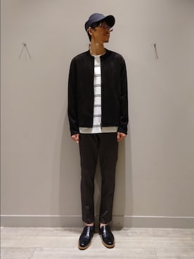 「アイテム（ライダースジャケット）」を使った、YASUIさん（メンズ・184cm）の秋コーディネート