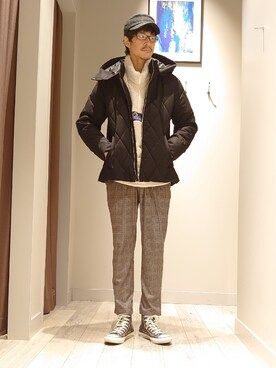 「abahouse」｜「アイテム（ダウンジャケット/コート）」を使った、YASUIさん（メンズ・184cm）の冬コーディネート