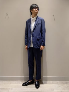 「スラックス」｜「アイテム（ポロシャツ）」を使った、YASUIさん（メンズ・184cm）の秋コーディネート