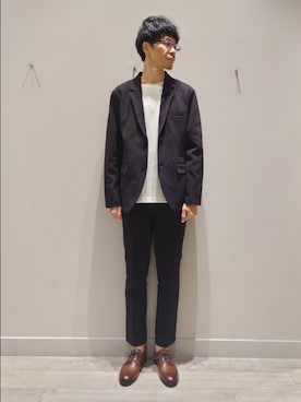 「アイテム（セットアップ）」を使った、YASUIさん（メンズ・184cm）の秋コーディネート