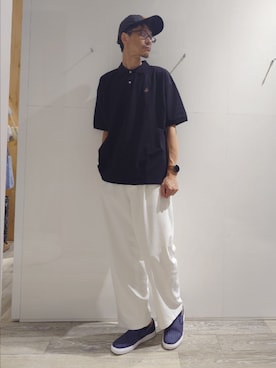 「アイテム（スリッポン）」を使った、YASUIさん（メンズ・184cm）の秋コーディネート