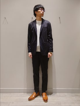 「アイテム（セットアップ）」を使った、YASUIさん（メンズ・184cm）の秋コーディネート