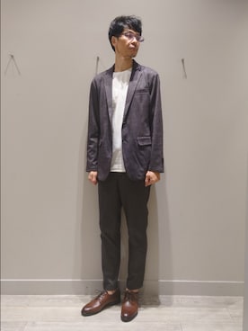 「アイテム（セットアップ）」を使った、YASUIさん（メンズ・184cm）の秋コーディネート