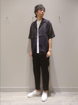 「アイテム（セットアップ）」を使った、YASUIさん（メンズ・184cm）の夏コーディネート