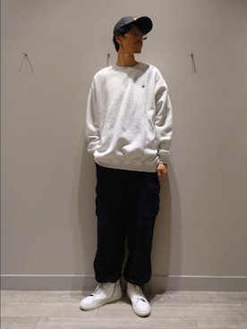 「FRUIT OF THE LOOM（フルーツオブザルーム）のアイテム」を使った、YASUIさん（メンズ・184cm）の秋コーディネート