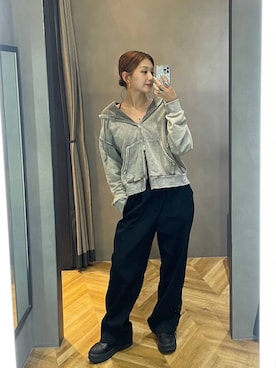 「アイテム（チノパンツ）」を使った、miuさん（レディース・162cm）の秋コーディネート