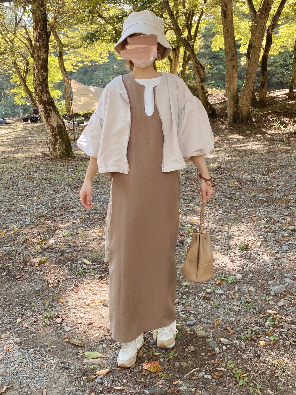 「ブルゾン、秋のコーデ、バゲットハット、バケハ、淡色コーデ、低身長コーデ、低身長、淡色女子、秋服、ボリューム袖、ショート丈トップス、GRL、しまむら、ミニバッグ、秋服準備はじめました」｜「GRLのアイテム（ハット、ホワイト系）」を使った、and_LaLaLa_ootdさん（骨格ウェーブ・レディース・148cm）の秋コーディネートの1枚目の写真