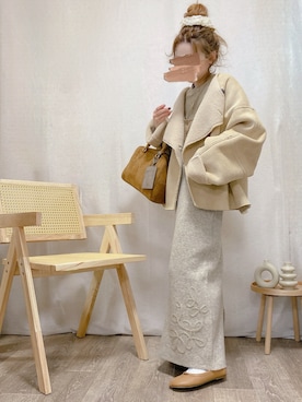 「アイテム（ノーカラージャケット）」を使った、and_LaLaLa_ootdさん（レディース・148cm）の冬コーディネート