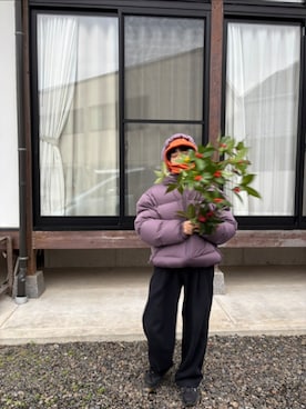 「アイテム（ネックウォーマー/スヌード）」を使った、りとさん（レディース・155cm）の冬コーディネート