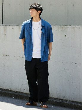 「アイテム（カーゴパンツ）」を使った、JOURNAL STANDARD relumeさん（メンズ・176cm）の夏コーディネート