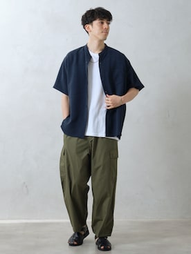 「アイテム（カーゴパンツ）」を使った、JOURNAL STANDARD relumeさん（メンズ・179cm）の夏コーディネート