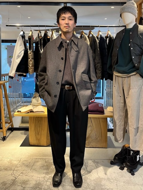 Journal Standard ウール混ツイード3点セット　サイズL セール】BISHU WOOL ツイード チェック バルカラー ショート