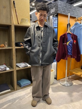 「JOURNAL STANDARD relume（ジャーナルスタンダード　レリューム）のアイテム（ライダースジャケット）」を使った、JOURNAL STANDARD relumeさん（メンズ・173cm）の冬コーディネート